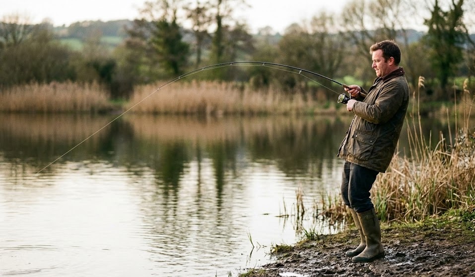 wędkarz podczas łowienia
