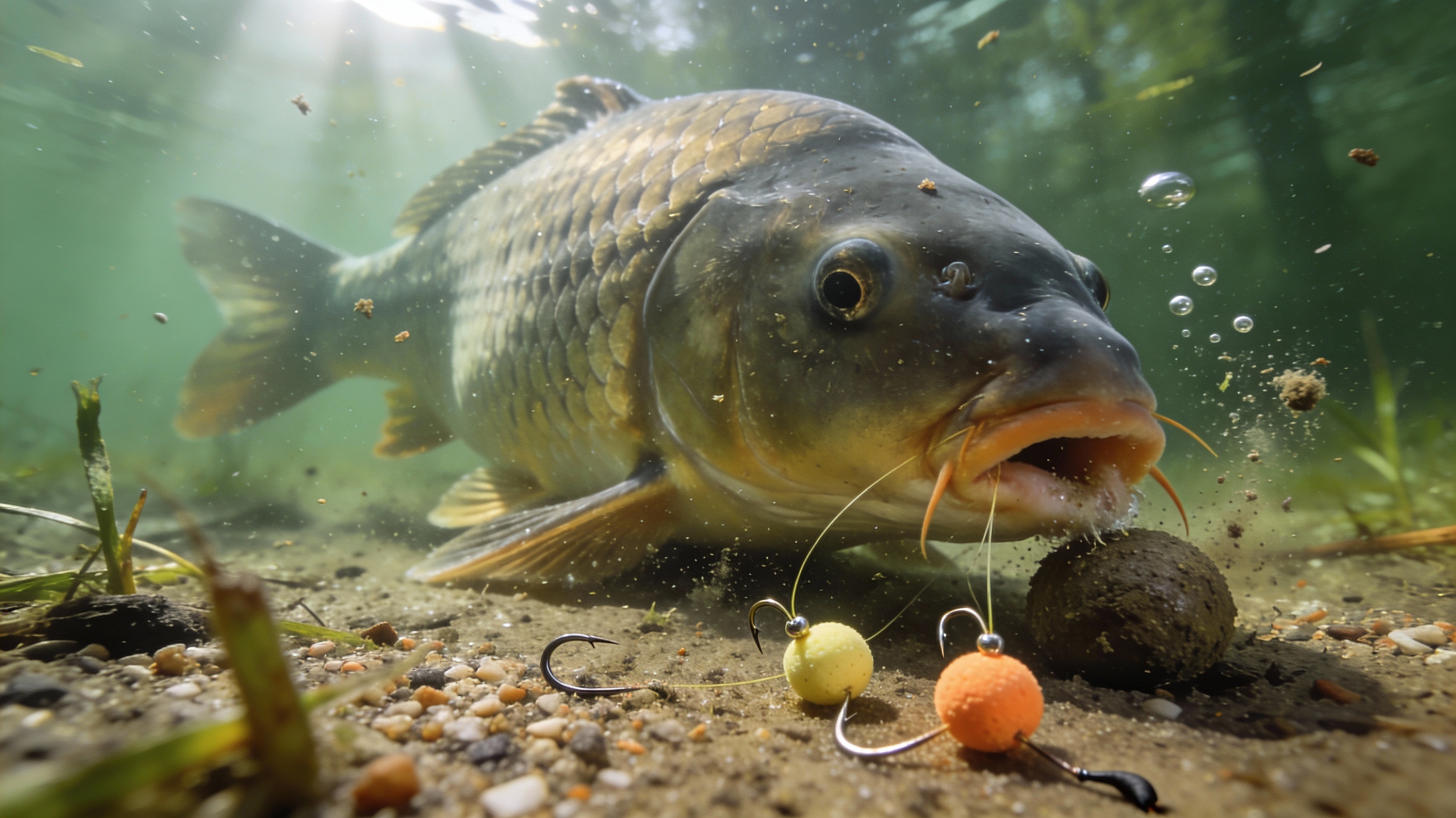 karp z przynetą hookers